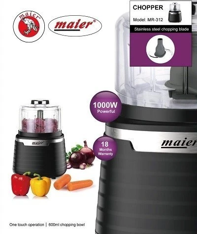 خردکن برقی مایر مدل MR-312 ظرفیت 600 میلی‌لیتر با توان 1000 وات